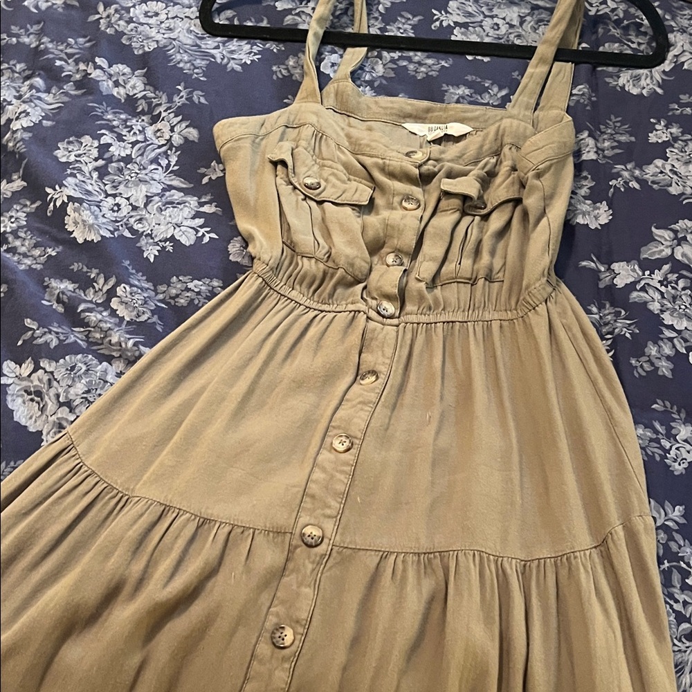 Steve Madden Tan Midi Dress with Button Detail
